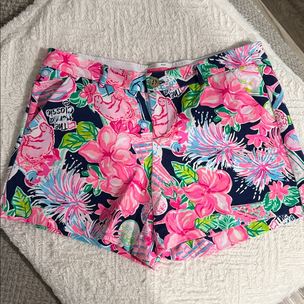 Lilly Pulitzer Pink and Blue Floral Cargo Shorts - Picture 2 of 6